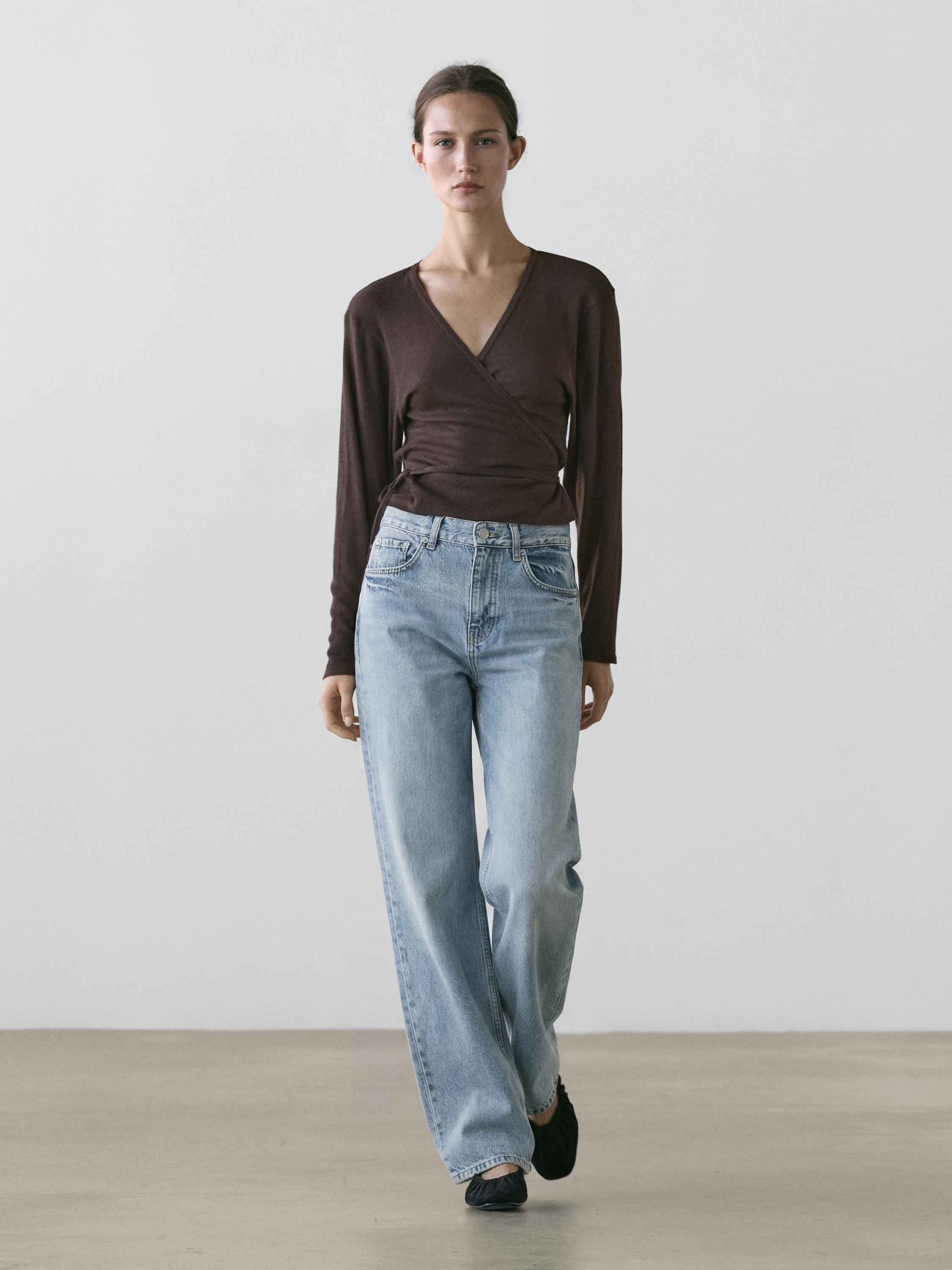 Veste croisée en coton mélangé